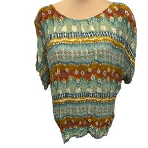 VINTAGE Phool Blouse Women’s Size 1X Art To Wear Colorful Floral Patterned Knit.